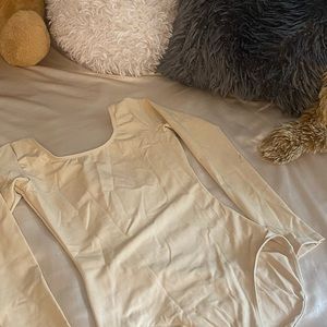 Beige Long Sleeve Dance Bodysuit